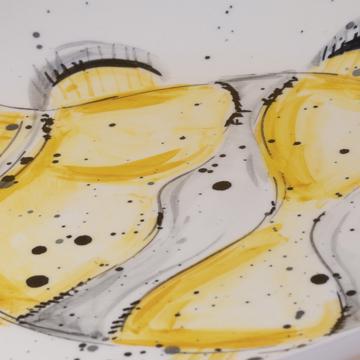 Fish Plate in turned Earthenware, yellow [4]