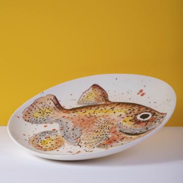 Fish Plate in turned Earthenware