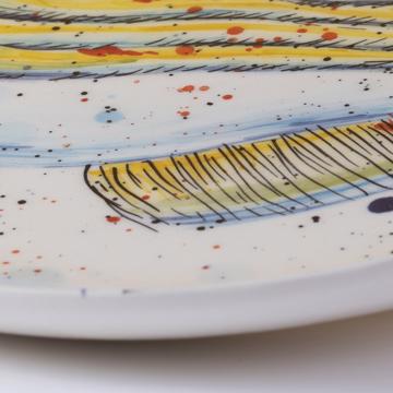 Assiette Poisson en faïence tournée, bleu gris [4]