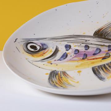 Assiette Poisson en faïence tournée, lila [2]