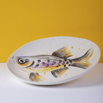 Assiette Poisson en faïence tournée, lila [1]