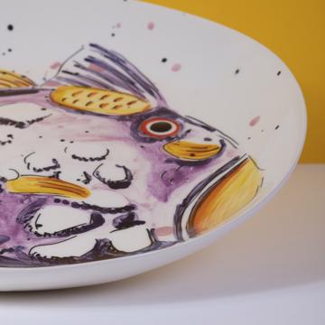Fish Plate in turned Earthenware, purple [2]