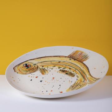 Assiette Poisson en faïence tournée