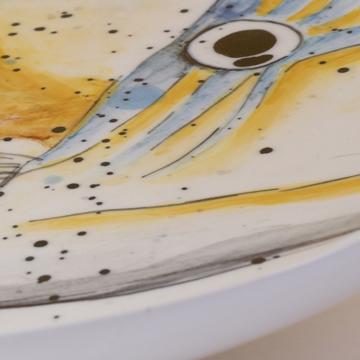 Fish Plate in turned Earthenware, light blue [4]
