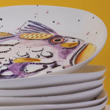 Assiette Poisson en faïence tournée, multicolore, collection complète [5]