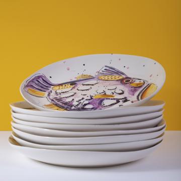 Assiette Poisson en faïence tournée