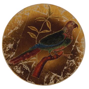 Assiette Perroquet en Découpage sous verre, or, perroquet 4 [3]