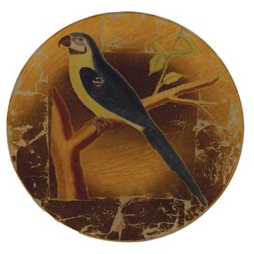 Assiette Perroquet en Découpage sous verre, or, perroquet 2 [3]