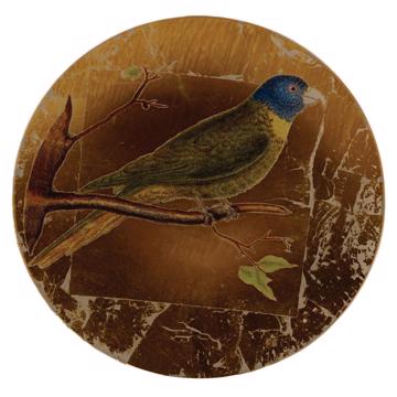 Assiette Perroquet en Découpage sous verre, or, perroquet 3 [3]