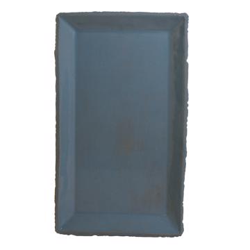 Birds service in stamped sandstone, sky blue, rectangle plate