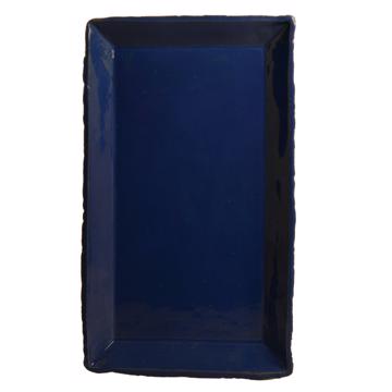 Birds service in stamped sandstone, dark blue, rectangle plate [3]