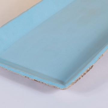 Birds service in stamped sandstone, sky blue, rectangle plate [2]