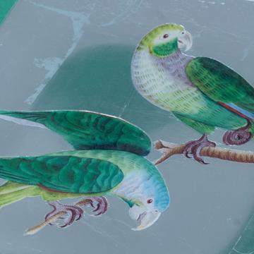 Inseparable table plate in decoupage under glass, silver [2]