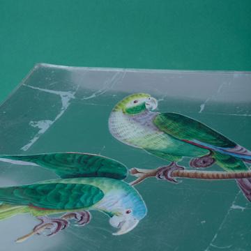 Inseparable table plate in decoupage under glass, silver [4]