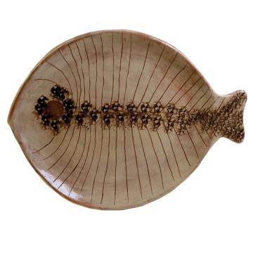 Assiette Poisson Japonais en grès, noir