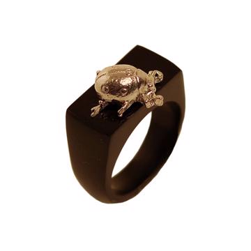 Bague Coccinelle en Corne, noir, taille 52