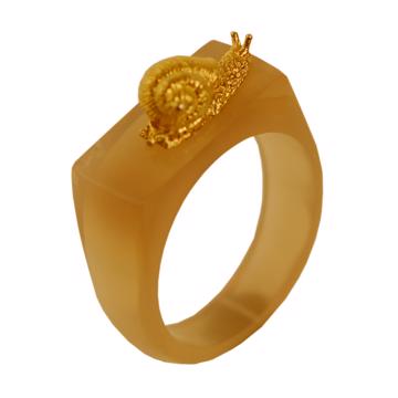 Bague Escargot en Corne, miel, taille 52