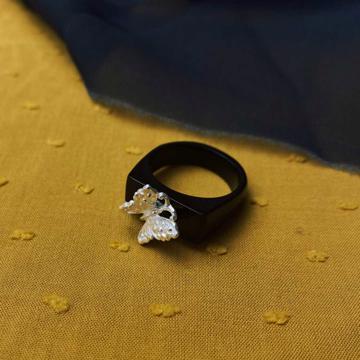 Bague Papillon en Corne, noir, taille 52 [3]