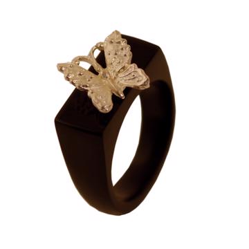 Bague Papillon en Corne, noir, taille 52 [5]