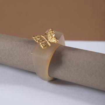 Bague Papillon en Corne, miel, taille 52 [1]