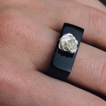 Bague Rose en Corne, noir, taille 58 [6]