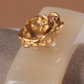 Bague Rose en Corne, miel, taille 52 [2]