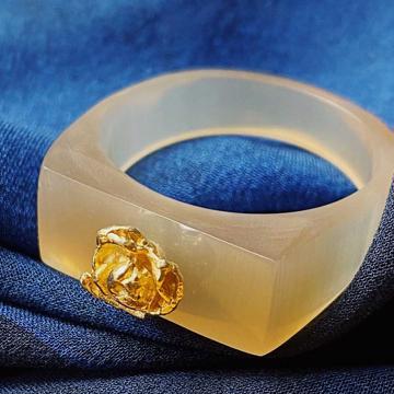 Bague Rose en Corne, miel, taille 52 [4]