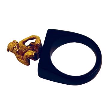 Bague Singe en Corne, or, taille 52 [3]