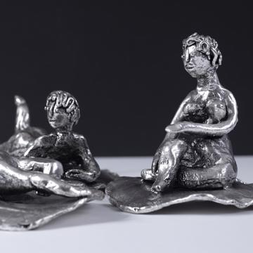 Les baigneuses en métal argenté, argent, collection complète [2]