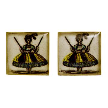 Boutons de Manchette Poupées en Découpage et résine, multicolore, paire [3]