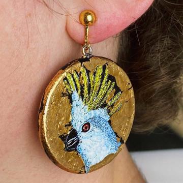 Medal Earrings, Parrot design, multicolor, unpierced ear [2]