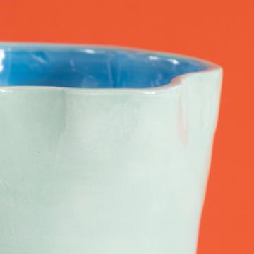 Large two tones Bowl in turned earthenware, mint green, 28 x 13 cm [2]