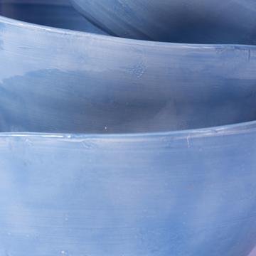 Bols ronds en faïence tournée, bleu france, set de 3 [2]