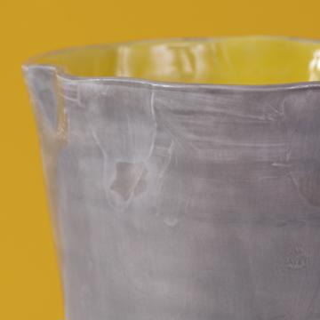 Large two tones Bowl in turned earthenware, gray, 28 x 13 cm [2]