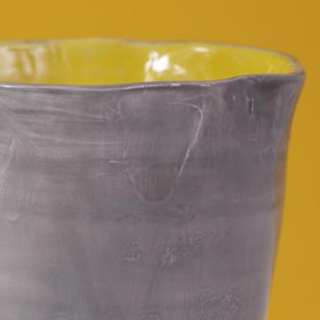 Large two tones Bowl in turned earthenware, gray, 28 x 13 cm [4]