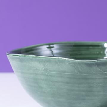 Bols ronds en faïence tournée, vert foncé, 9 cm  [1]