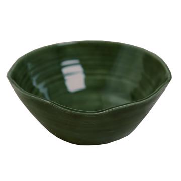Round Bowl in earthenware, dark green, 9 cm