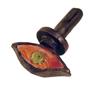 Bouchon de bouteille Oeil en Faïence, vieux rose