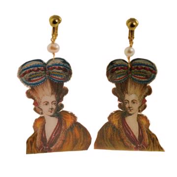 Boucles d'oreilles Marquises en découpage, brun, oreille non percée [3]