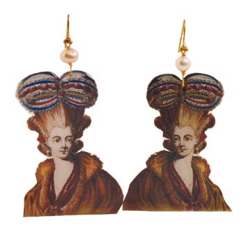 Boucles d'oreilles Marquises en découpage, brun, oreille percée [5]