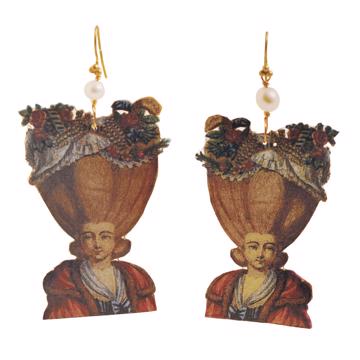 Boucles d'oreilles Marquises en découpage, multicolore, oreille percée