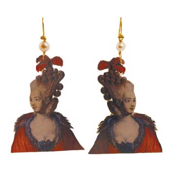 Boucles d'oreilles Marquises en découpage, rouge foncé, oreille percée