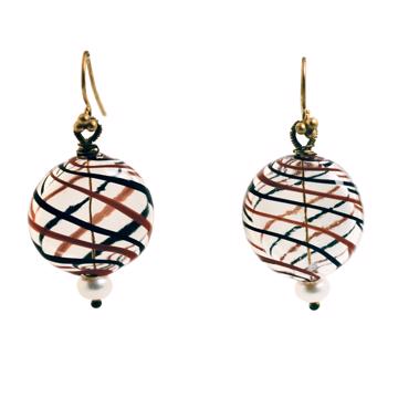 Boucles d'oreilles Murano rouge et noir en verre soufflé, multicolore, oreille percée [3]
