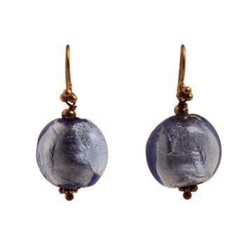 Boucles d'oreilles Murano Ronde en verre filé, violet bleu , oreille percée [3]
