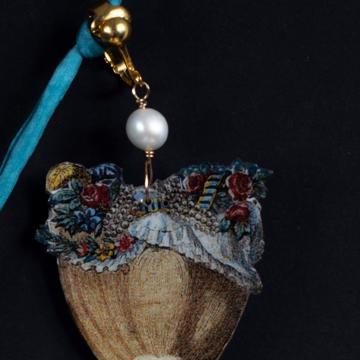 Boucles d'oreilles Marquises en découpage, multicolore, oreille non percée [4]