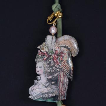 Large marquises Earrings en découpage, multicolor, unpierced ear [2]
