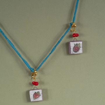 Fruit Earrings in earthenware, antic pink, unpierced ear [1]