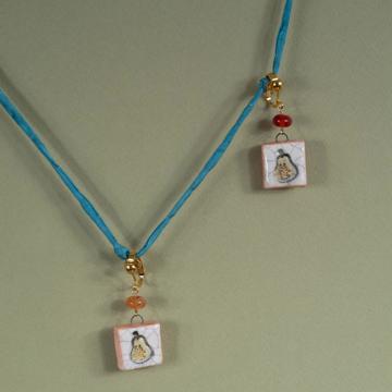 Fruit Earrings in earthenware, yellow orange, unpierced ear [1]