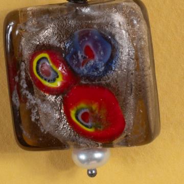 Boucles d'oreilles Murano Carré en verre filé, noir, oreille non percée [4]