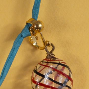 Boucles d'oreilles Murano rouge et noir en verre soufflé, multicolore, oreille non percée [2]